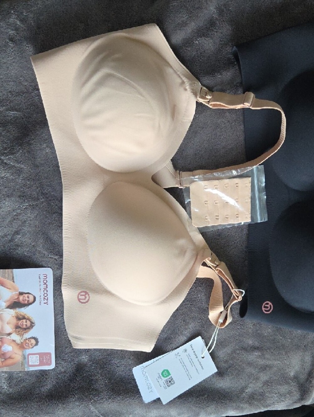Momcozy Seamless Nursing Bras Black And Beige Size Large - Picture 4 of 7